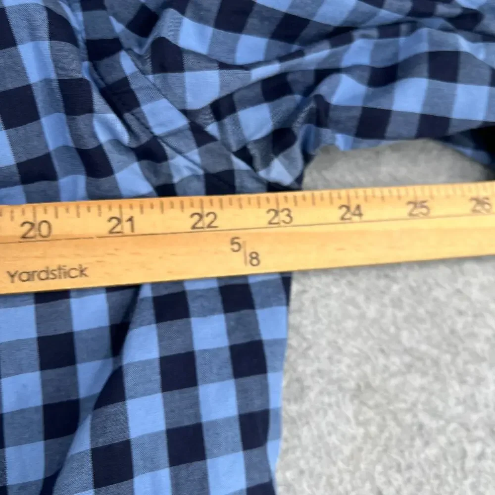 J Crew Flex Washed Slim Shirt Blue Navy Gingham Check Button Up Long Sleeve L